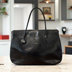 Monsac Black Leather Satchel – Vintage Classic Handbag